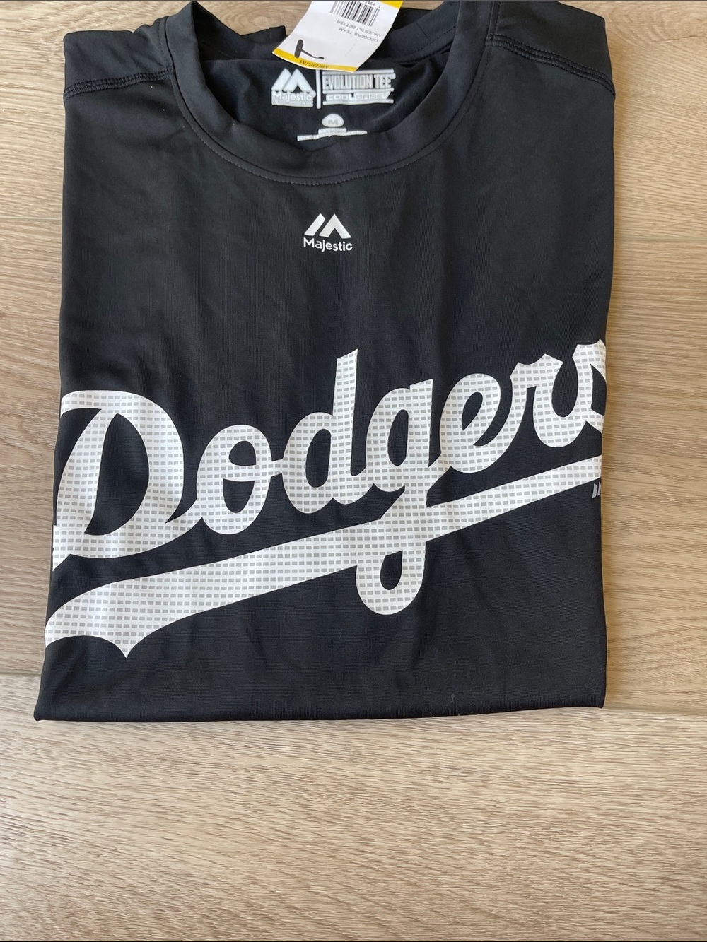 Majestic Black Dodgers Graphic Tee with White Script